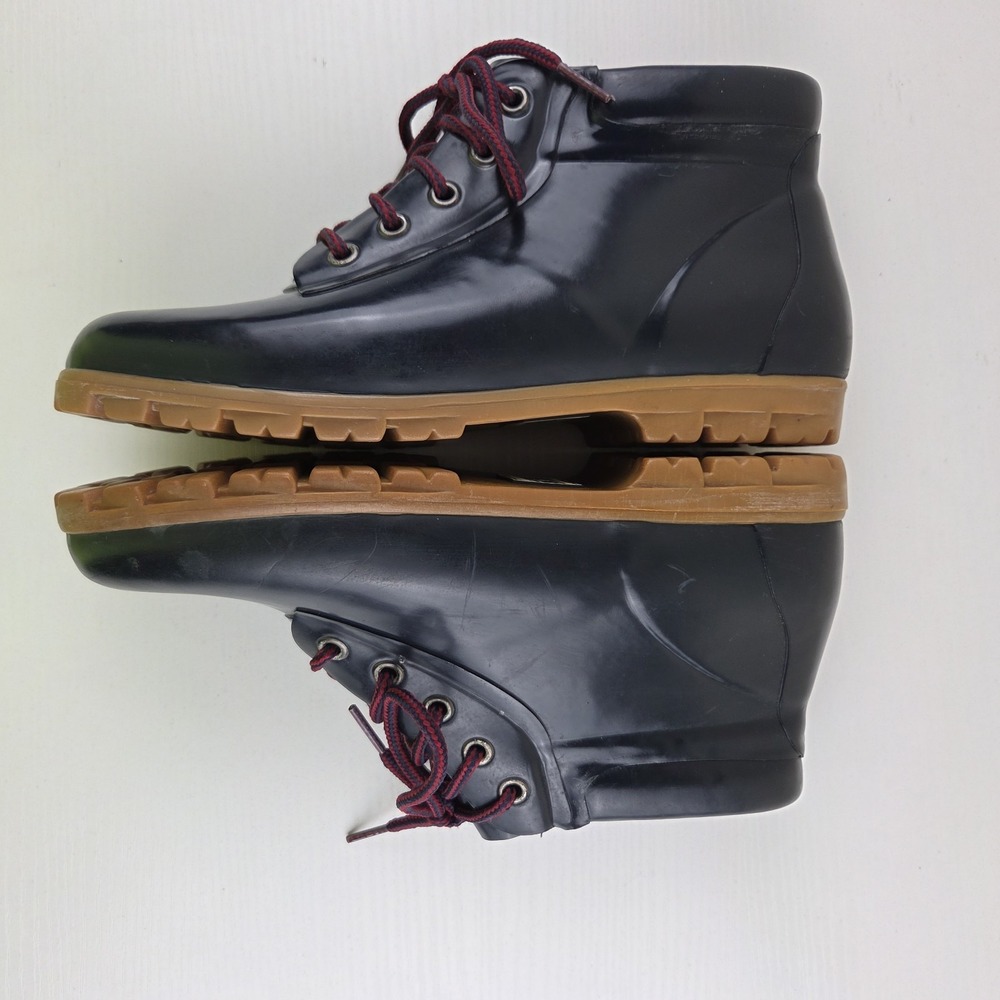 Lands End Vintage Rubber Navy Blue Rain Duck‎ Garden Shoe Boots Women's Size 9 M - Picture 8 of 10
